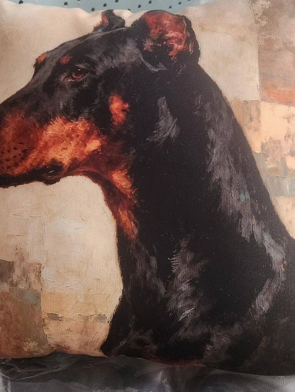 Doberman Dog Decorative Throw Pillow - Black & Brown Portrait
